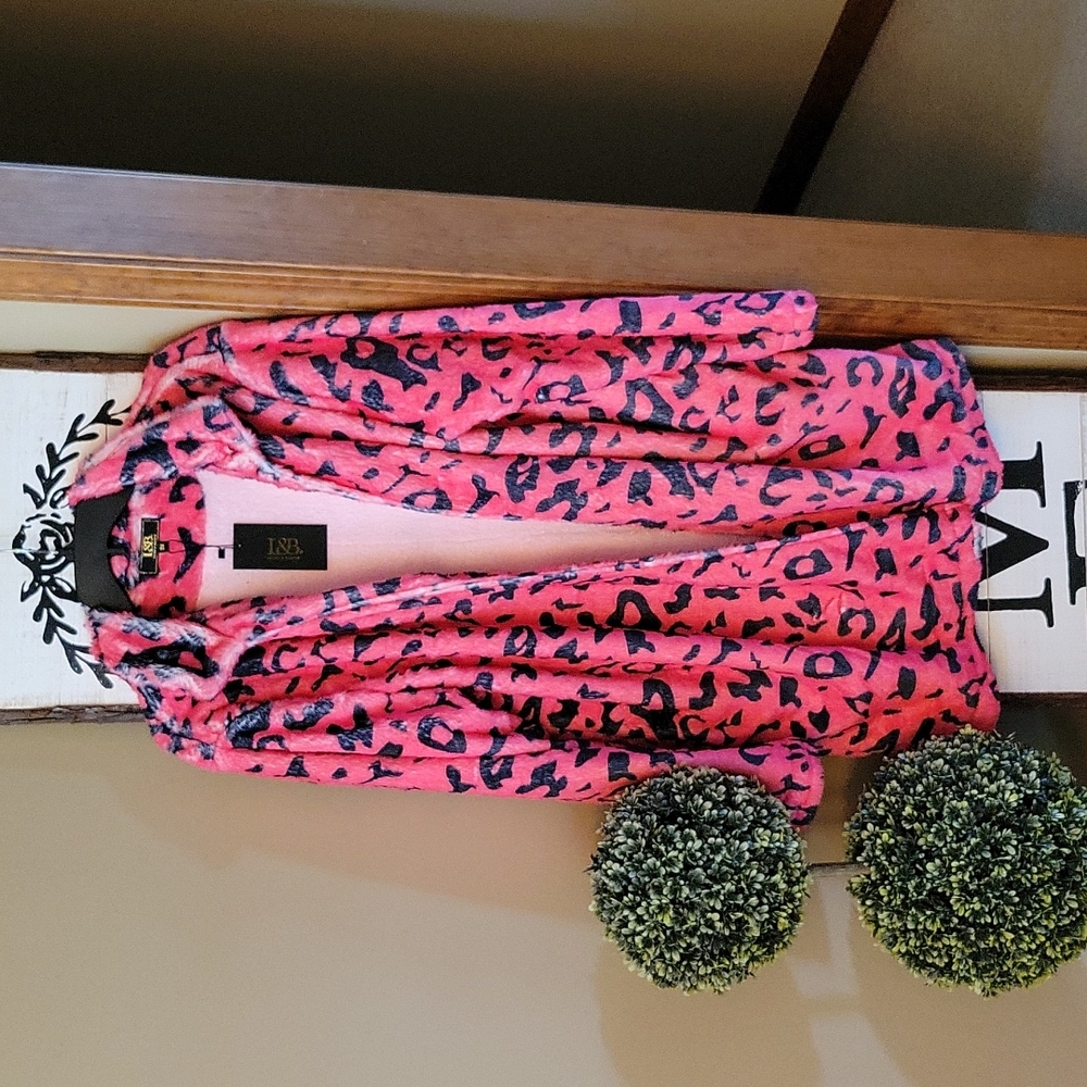 NEW L&B HOT PINK LEOPARD PRINT SHARPA JACKET